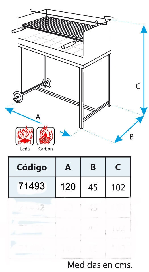Barbacoa Argentina 120 Cm. Con Elevador - Imagen 3