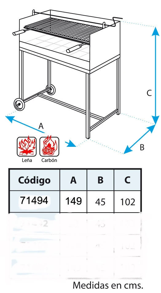 Barbacoa Argentina 149 Cm. Con Elevador - Imagen 3