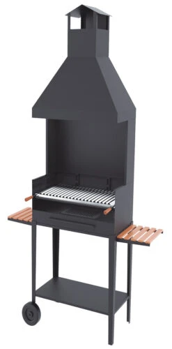 Barbacoa Carbón Y Leña 60 Cm Con Chimenea Y Carro