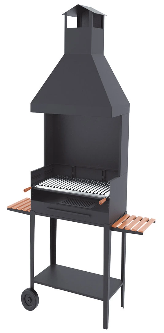 Barbacoa Carbón Y Leña 60 Cm Con Chimenea Y Carro