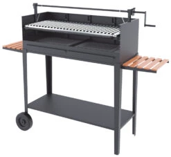 Barbacoa De Carbón Y Leña 100 Cm Con Elevador Y Carro